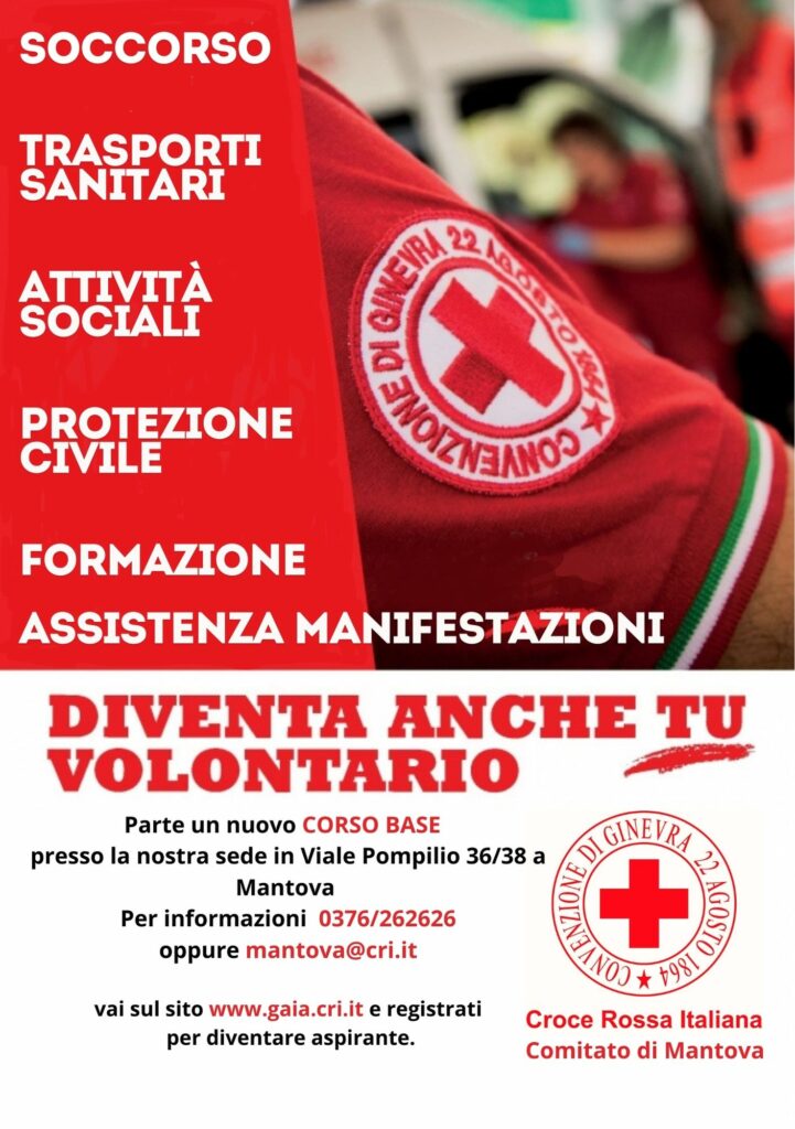 Diventa ache Tu Volontario - nuovo corso base di Croce Rossa Italiana comitato di Mantova